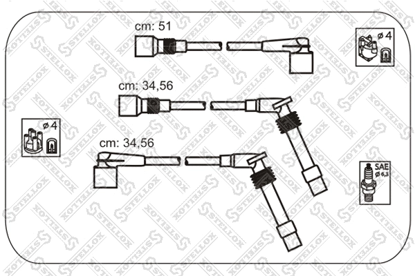 Kit de câbles d'allumage STELLOX 10-38538-SX