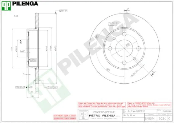 Disque de frein PILENGA 5024