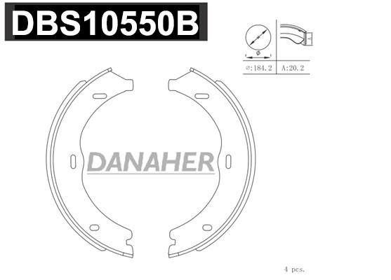 Jeu de mâchoires de frein, frein de stationnement DANAHER DBS10550B