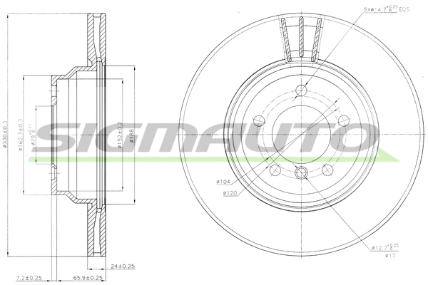 Disque de frein SIGMAUTO DBB535V