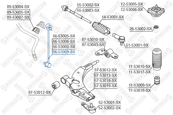 Entretoise/tige, stabilisateur STELLOX 56-53009-SX