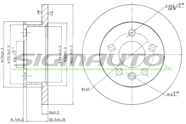 Disque de frein SIGMAUTO DBA426S