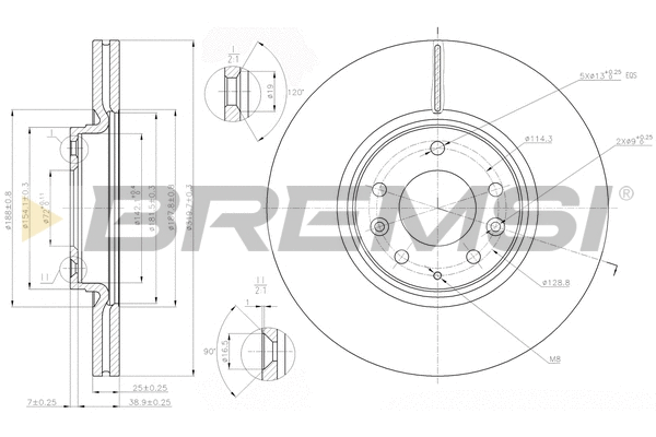 Disque de frein BREMSI CD7880V