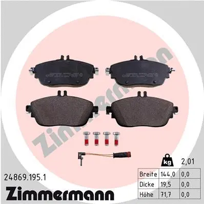Kit de plaquettes de frein, frein à disque ZIMMERMANN 24869.195.1