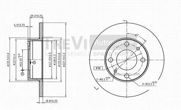 Disque de frein TREVI AUTOMOTIVE BD1008