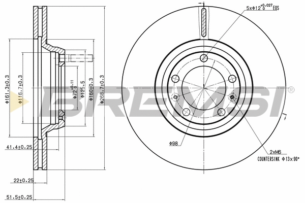 Disque de frein BREMSI CD6168V