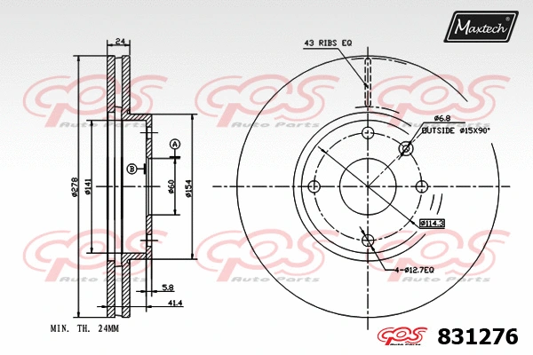 Disque de frein MAXTECH 831276