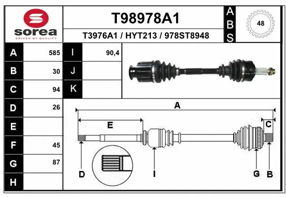 Arbre de transmission EAI T98978A1