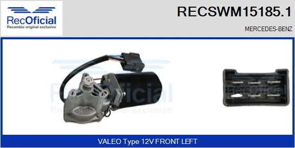 Moteur d'essuie-glace RECOFICIAL RECSWM15185.1