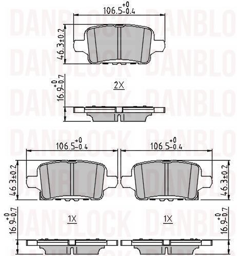 Kit de plaquettes de frein, frein à disque DANBLOCK DB 511450
