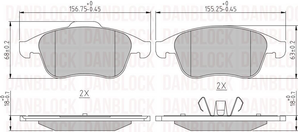 Kit de plaquettes de frein, frein à disque DANBLOCK DB 510698