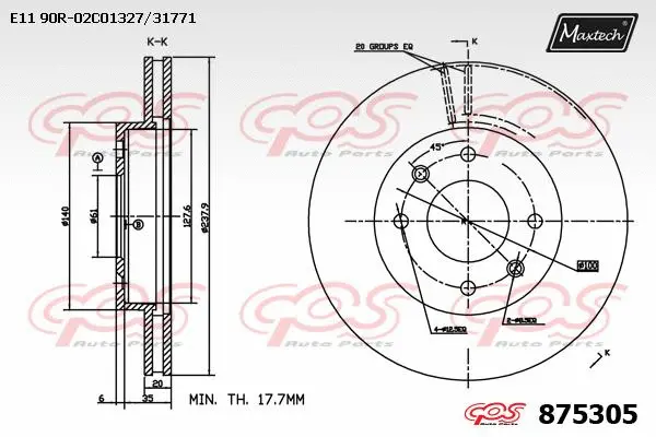 Disque de frein MAXTECH 875305