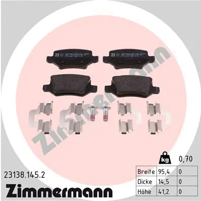Kit de plaquettes de frein, frein à disque ZIMMERMANN 23138.145.2