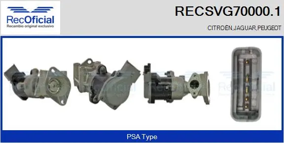 Vanne EGR RECOFICIAL RECSVG70000.1