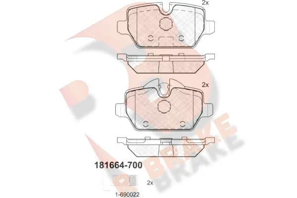 Kit de plaquettes de frein, frein à disque R BRAKE RB1664-700