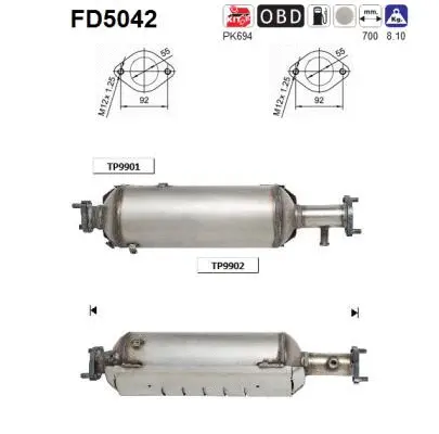 Filtre à particules / à suie, échappement AS FD5042