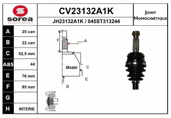 Jeu de joints, arbre de transmission EAI CV23132A1K