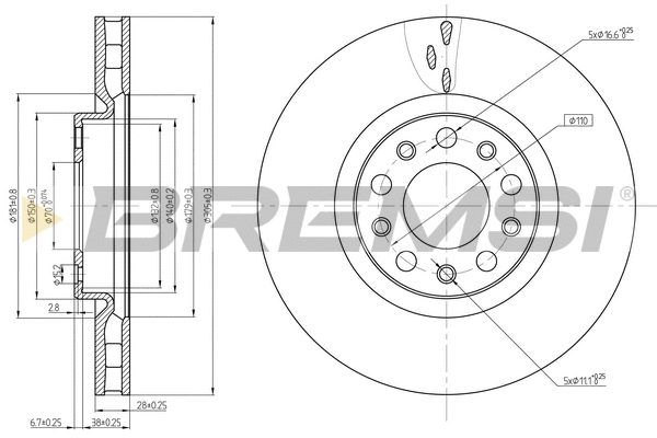Disque de frein BREMSI CD8555V