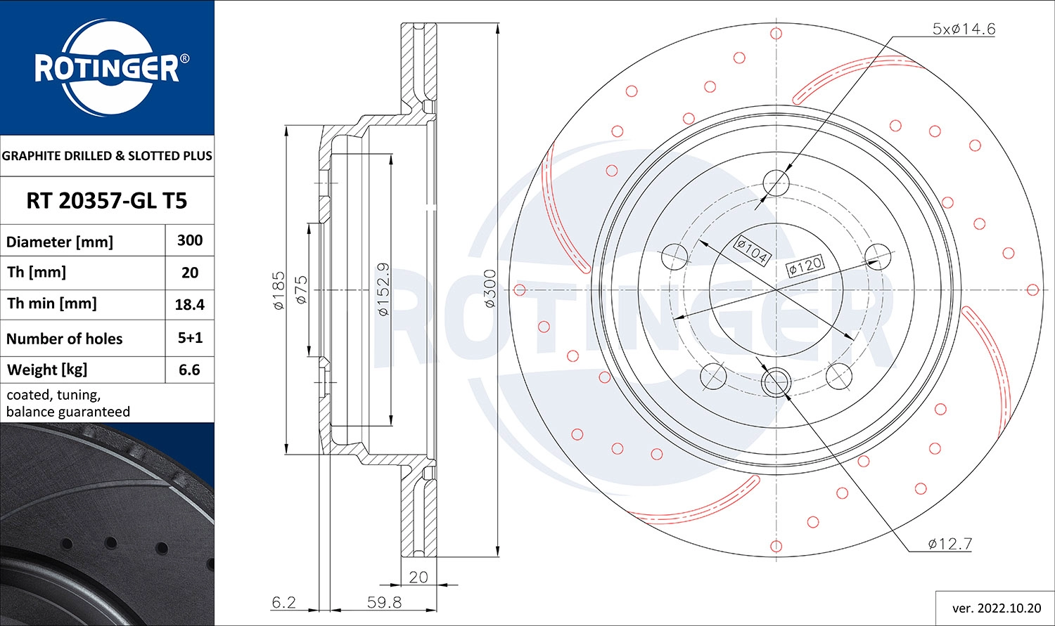 Disque de frein ROTINGER RT 20357-GL T5