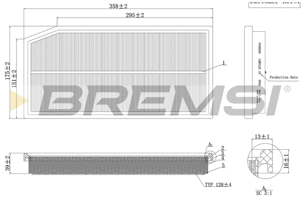 Filtre à air BREMSI FA1124