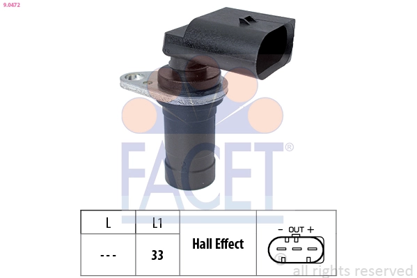 Capteur d'angle, vilebrequin FACET 9.0472