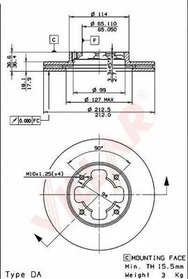 Disque de frein VILLAR 628.1114
