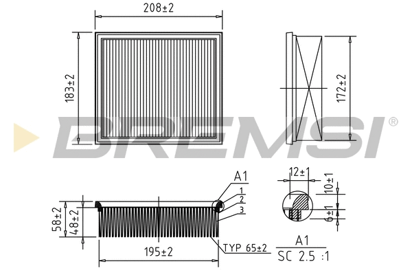 Filtre à air BREMSI FA2091