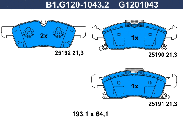 Kit de plaquettes de frein, frein à disque GALFER B1.G120-1043.2
