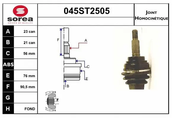 Jeu de joints, arbre de transmission STARTCAR 045ST2505