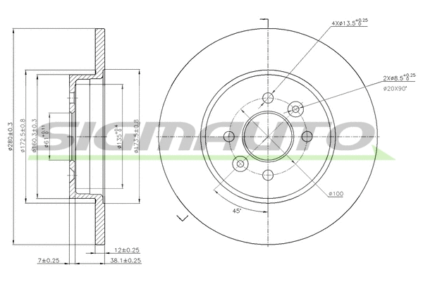 Disque de frein SIGMAUTO DBB295S