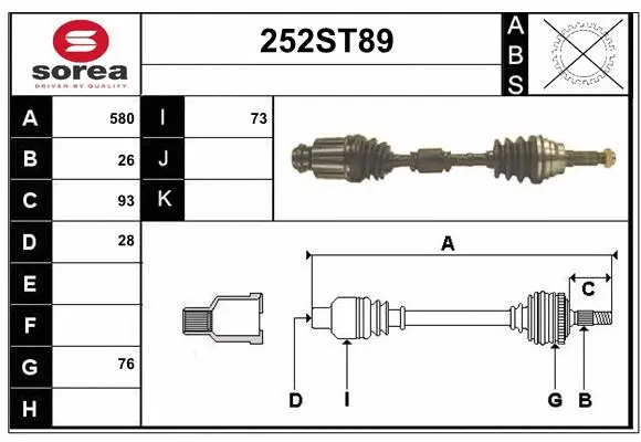 Arbre de transmission STARTCAR 252ST89
