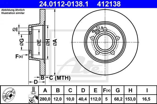 Disque de frein ATE-APAC 24.0112-0138.1