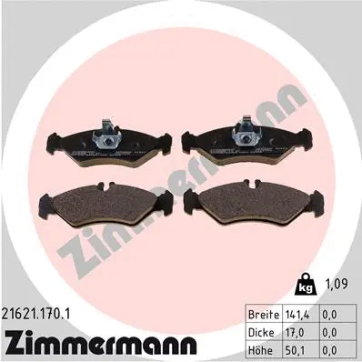 Kit de plaquettes de frein, frein à disque ZIMMERMANN 21621.170.1