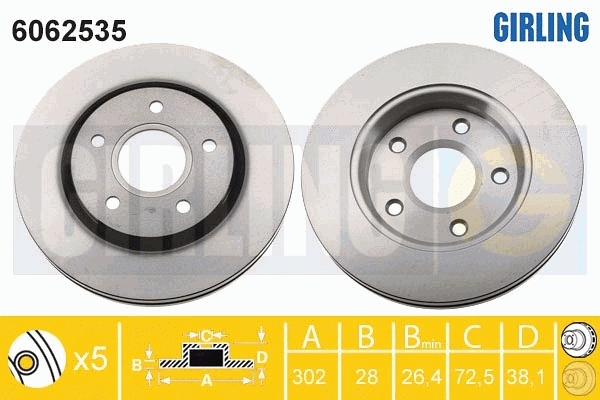 Disque de frein GIRLING 6062535