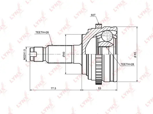 Jeu de joints, arbre de transmission LYNXAUTO CO-3448A