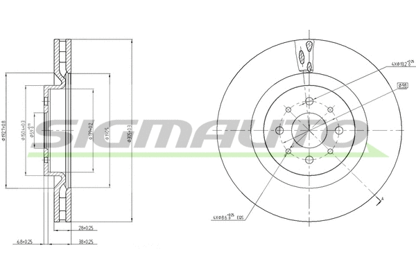 Disque de frein SIGMAUTO DBB742V