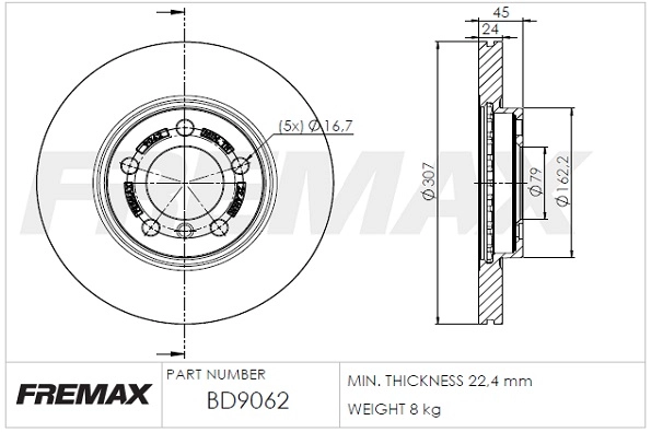 Disque de frein FREMAX BD-9062