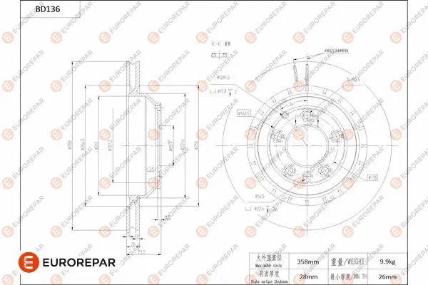 Disque de frein EUROREPAR 1684257880