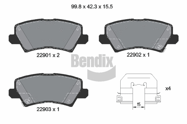 Kit de plaquettes de frein, frein à disque BENDIX Braking BPD2448