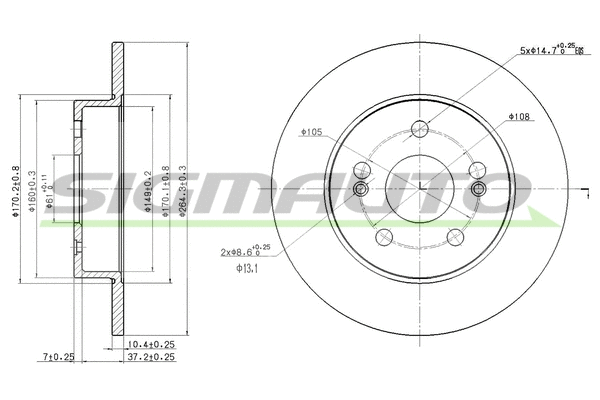Disque de frein SIGMAUTO DBB213S