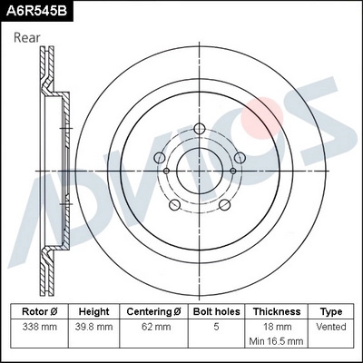 Disque de frein ADVICS A6R545B