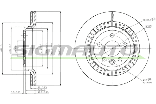 Disque de frein SIGMAUTO DBB802V