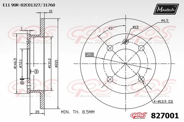 Disque de frein MAXTECH 827001