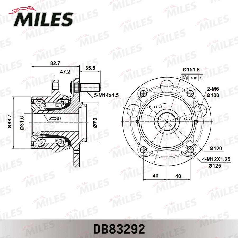 Kit de roulements de roue MILES DB83292