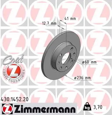 Disque de frein ZIMMERMANN 430.1452.20