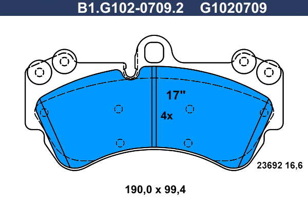 Kit de plaquettes de frein, frein à disque GALFER B1.G102-0709.2