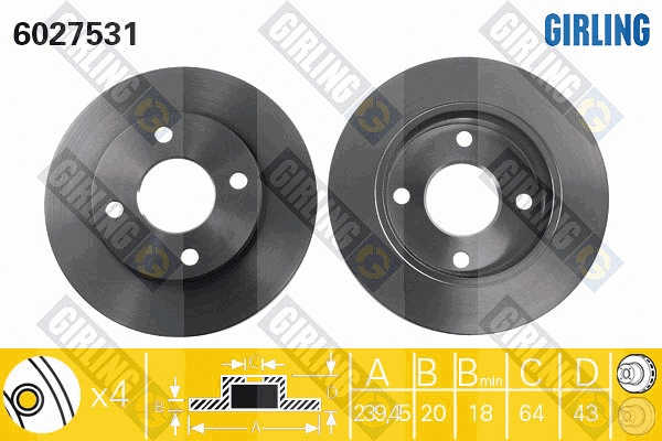 Disque de frein GIRLING 6027531