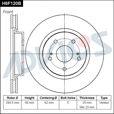 Disque de frein ADVICS H6F120B