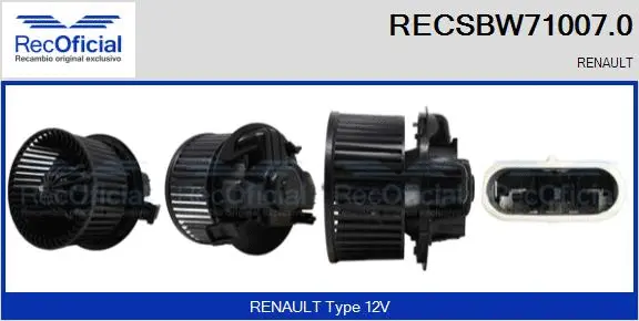 Pulseur d'air habitacle RECOFICIAL RECSBW71007.0