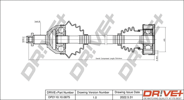 Arbre de transmission Dr!ve+ DP2110.10.0875